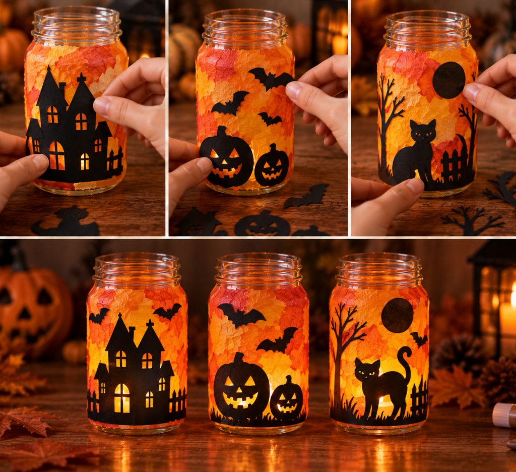 Halloweenské svícny pro děti: veselé tvoření ze sklenic