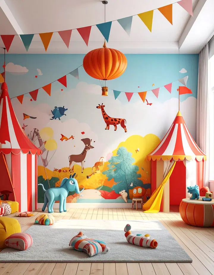 Inspirace pro dětský pokoj: výrazná stěna plná barev a fantazie