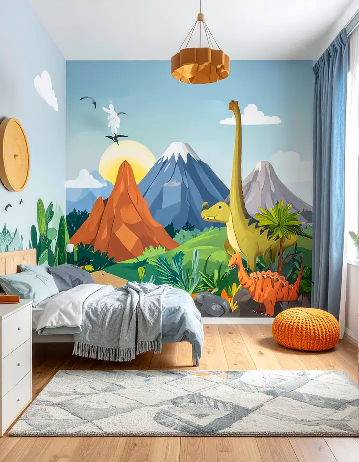 Inspirace pro dětský pokoj: výrazná stěna plná barev a fantazie