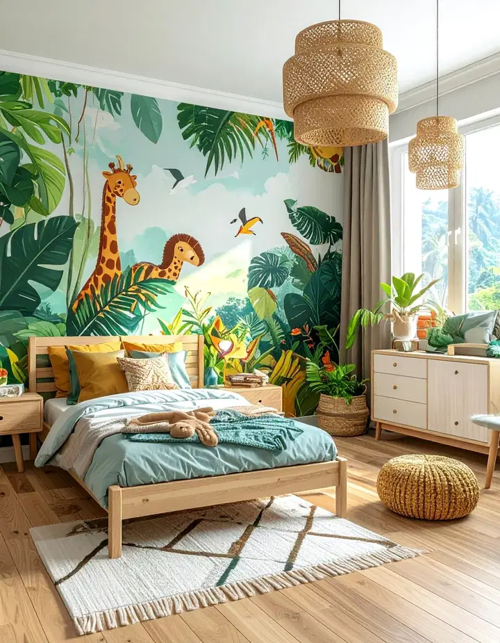 Inspirace pro dětský pokoj: výrazná stěna plná barev a fantazie