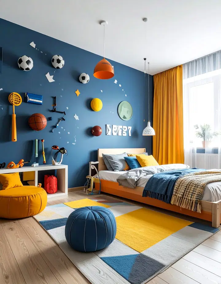 Inspirace pro dětský pokoj: výrazná stěna plná barev a fantazie