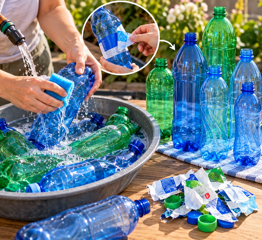 DIY zahradní dekorativní dlaždice z recyklovaných plastových lahví