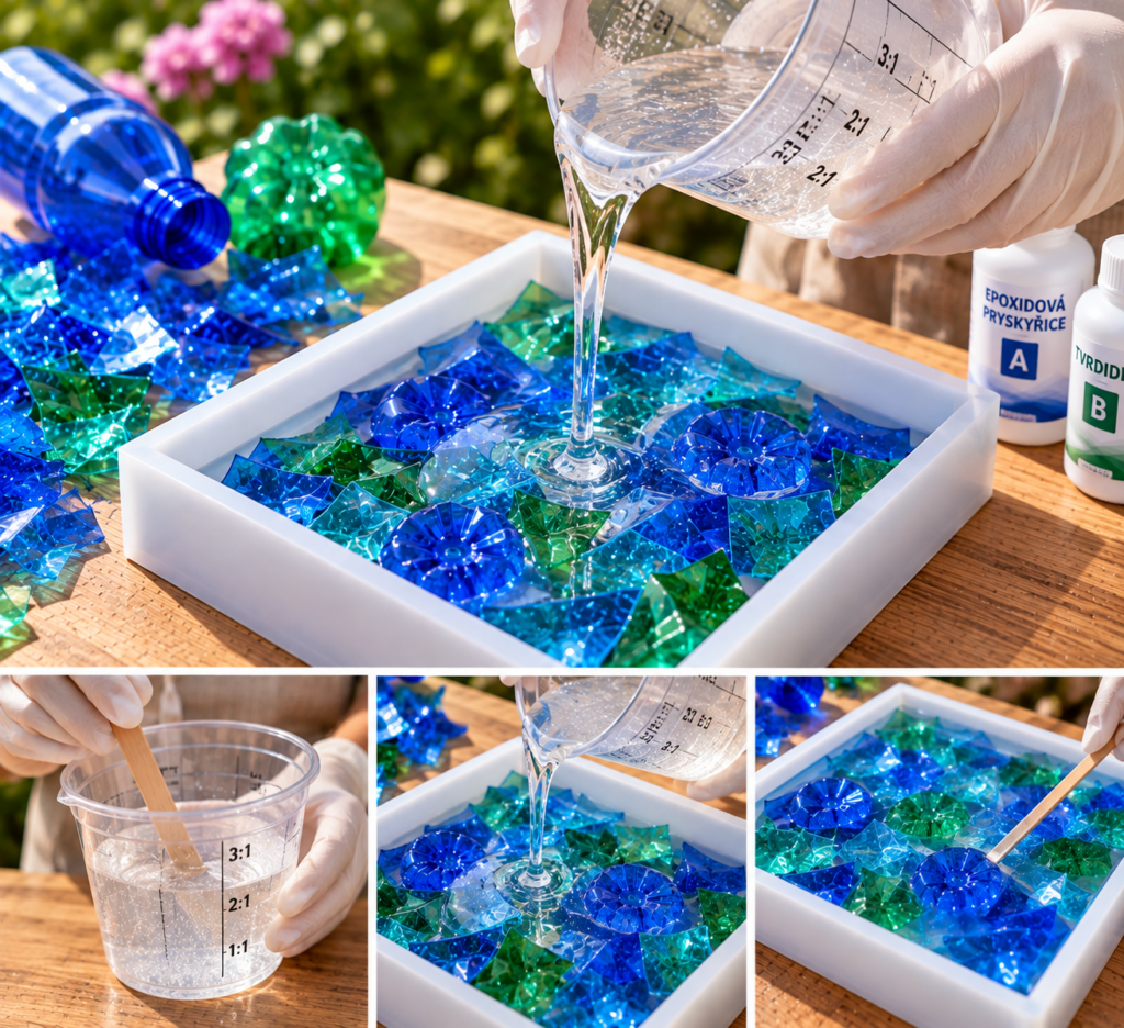 DIY zahradní dekorativní dlaždice z recyklovaných plastových lahví