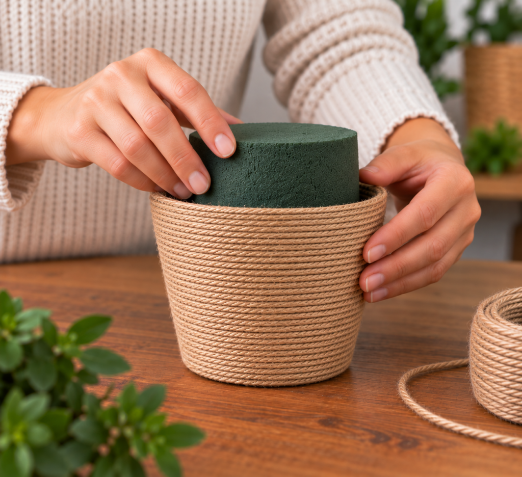 DIY dekorativní květináč z přírodních materiálů, který vnese do vašeho domova útulnost, eleganci a kouzlo přírody