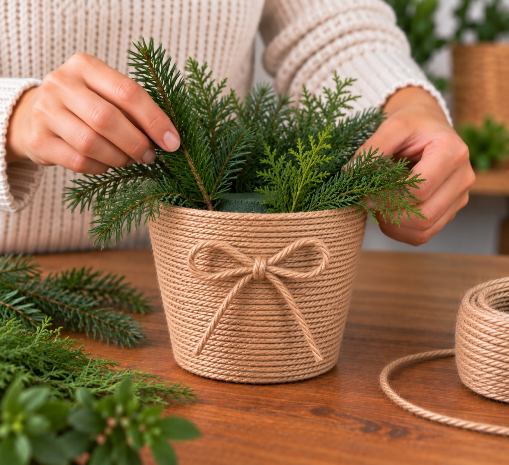 DIY dekorativní květináč z přírodních materiálů, který vnese do vašeho domova útulnost, eleganci a kouzlo přírody