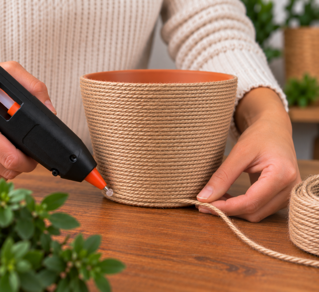DIY dekorativní květináč z přírodních materiálů, který vnese do vašeho domova útulnost, eleganci a kouzlo přírody